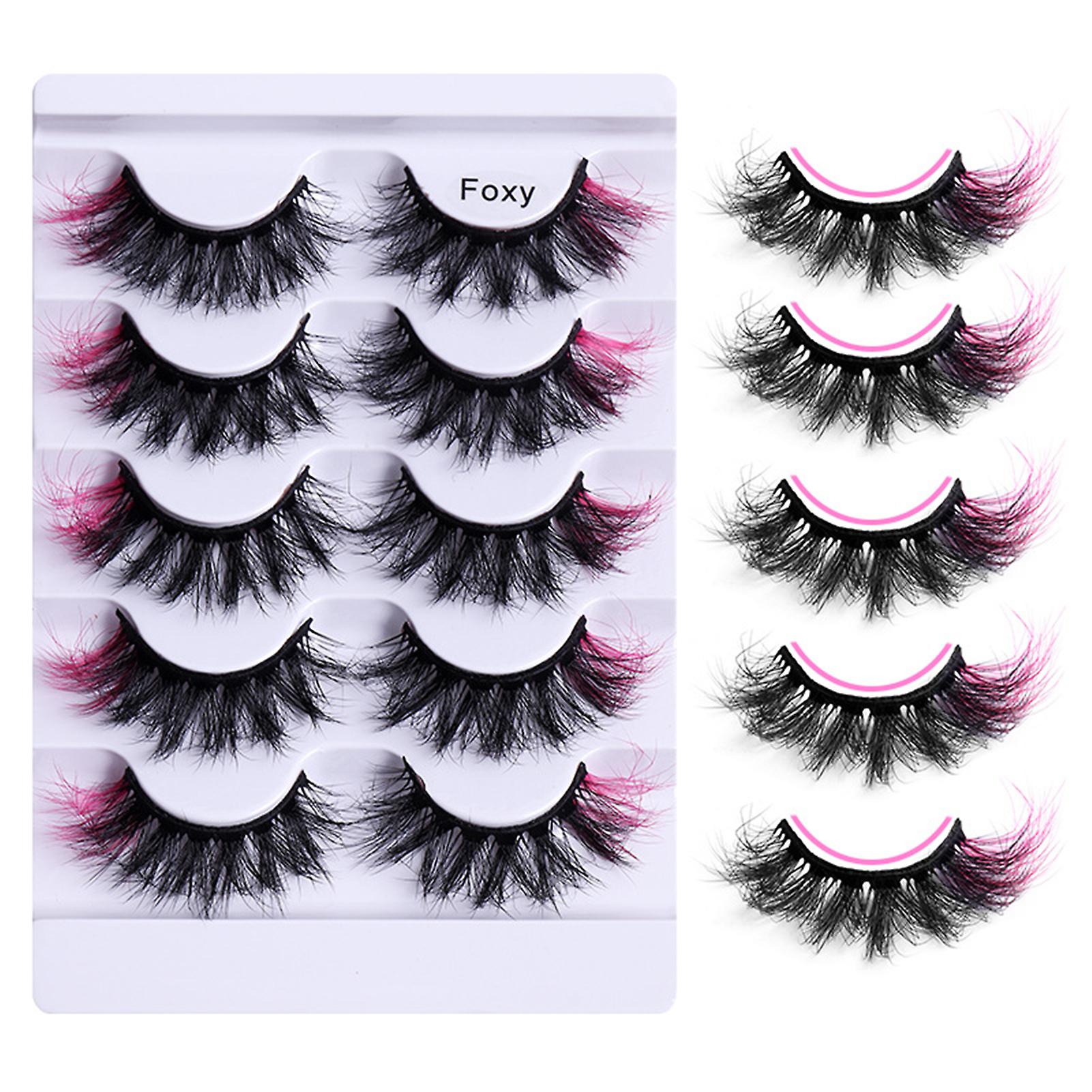 5 Pairs Mixed Color Eyelashes 8d Dense Curl Dramatic Volume Devil Princess Cosplay Makeup