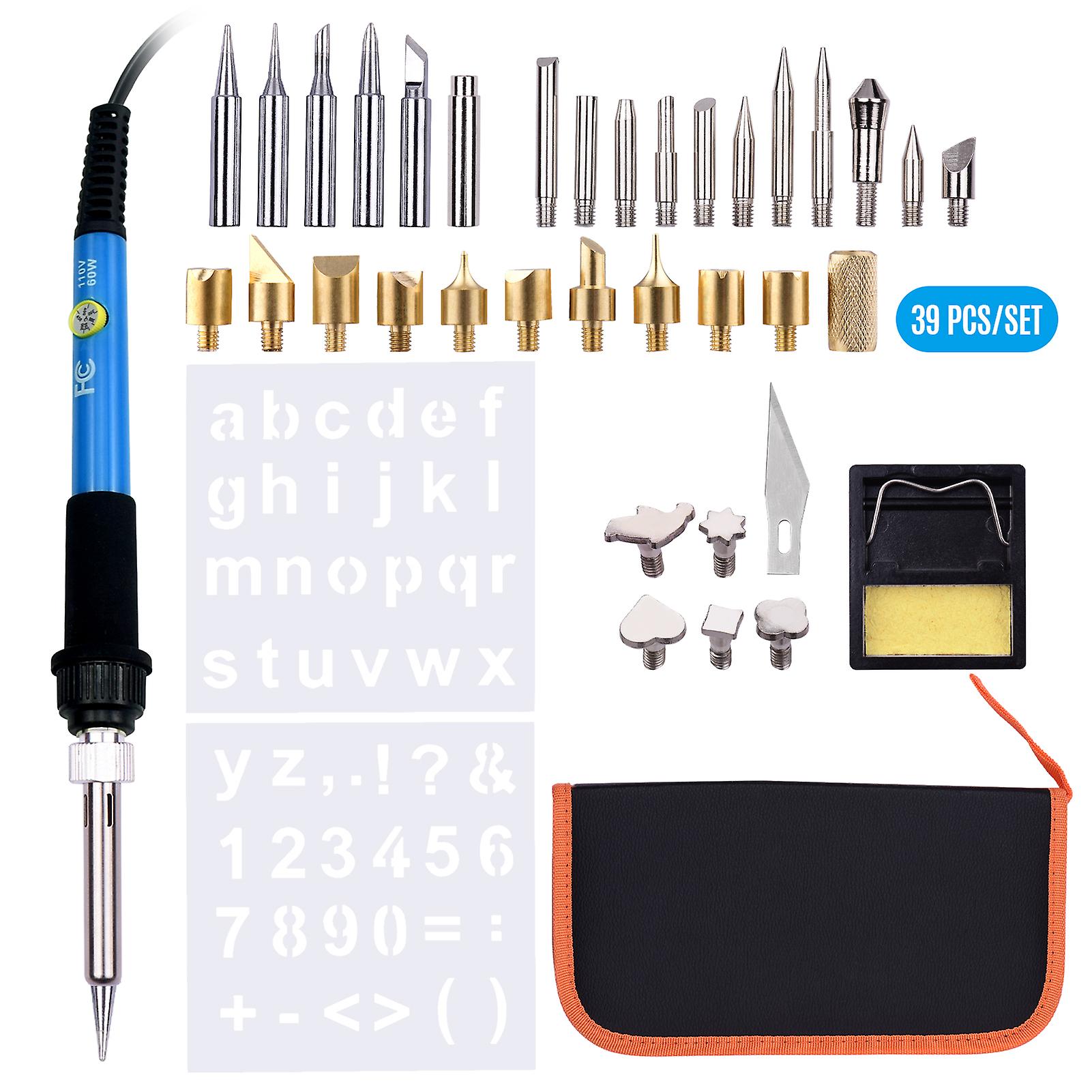 39 Pieces Wood Burning Tool Kit Pyrography Pen Adjustable Temperature