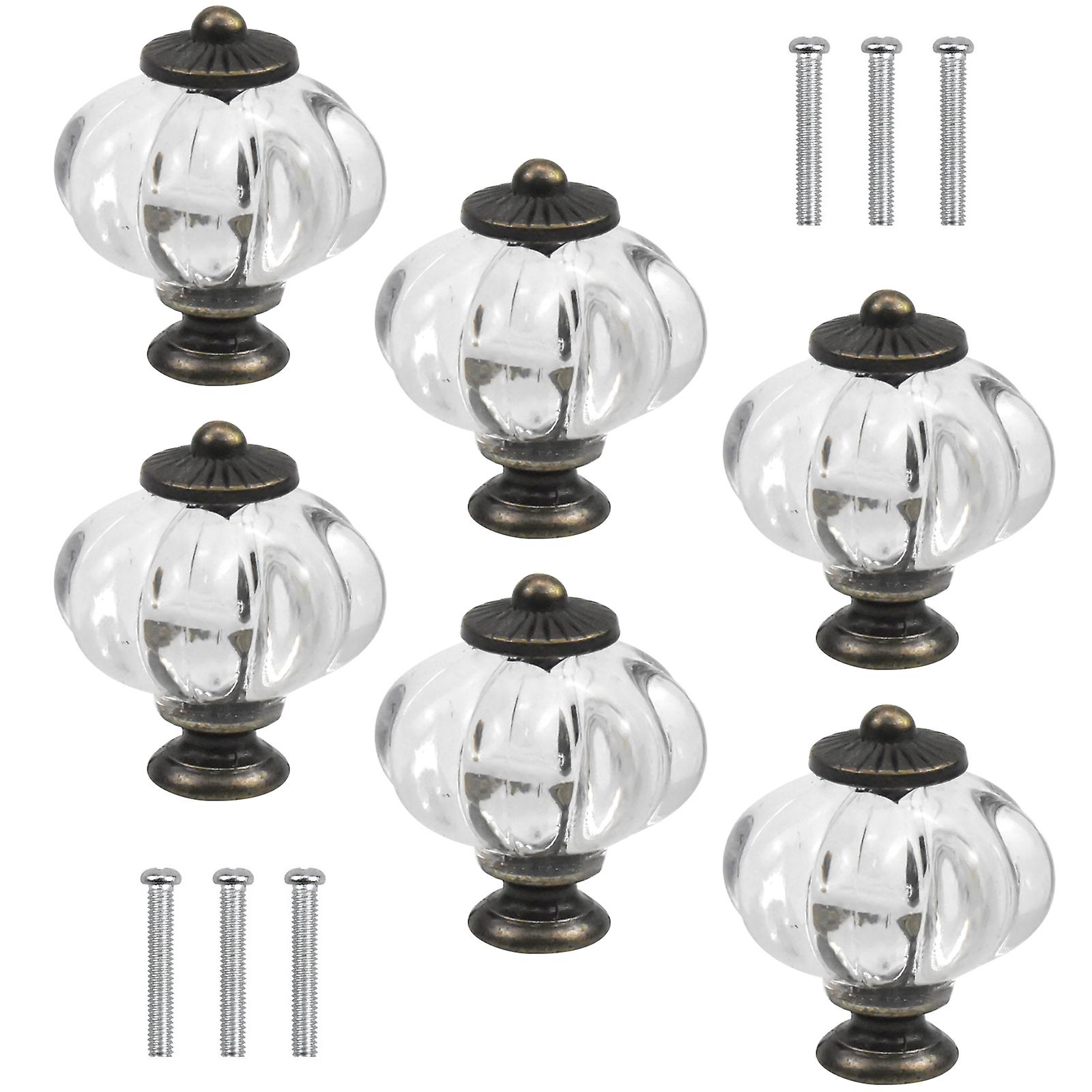 6 Pcs Vintage Pumpkin Cabinet Knobs Antique Drawer Knobs Acrylic