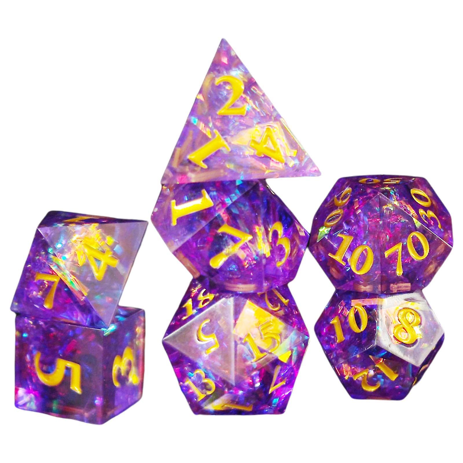 7/Setti Glitterpaperi Polyhedral Nopat D4 D6 D8 2XD10 D12 D20 roolipeleihin Violetti