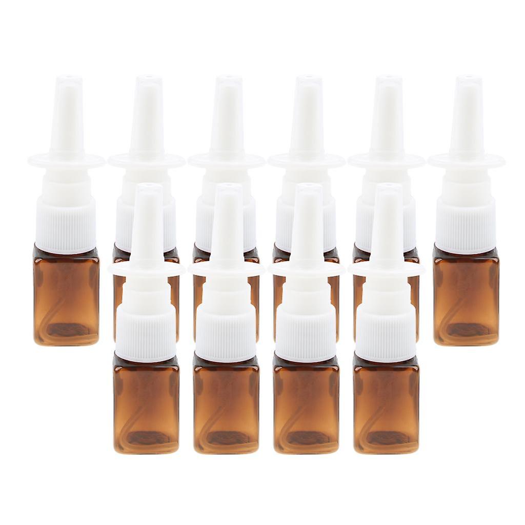 10pcs Plastic Empty Refillable Nasal Spray Bottles Fine Mist Vials 10ml Amber