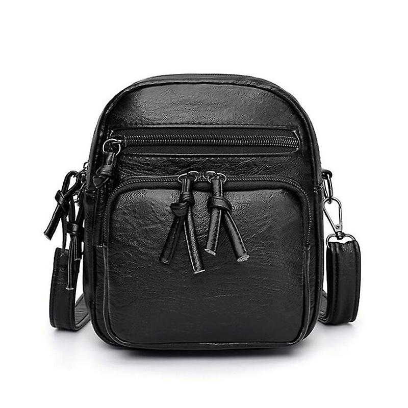 جديد خمر حقائب كروسبودي للنساء مقصورات مزدوجة حقيبة الكتف لينة بو حقيبة يد جلدية سعة كبيرة