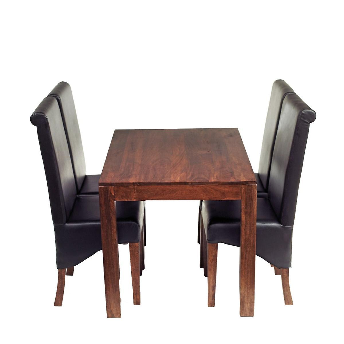 Mitzi Mango 4 Ft Dining Set With Leather Chairs