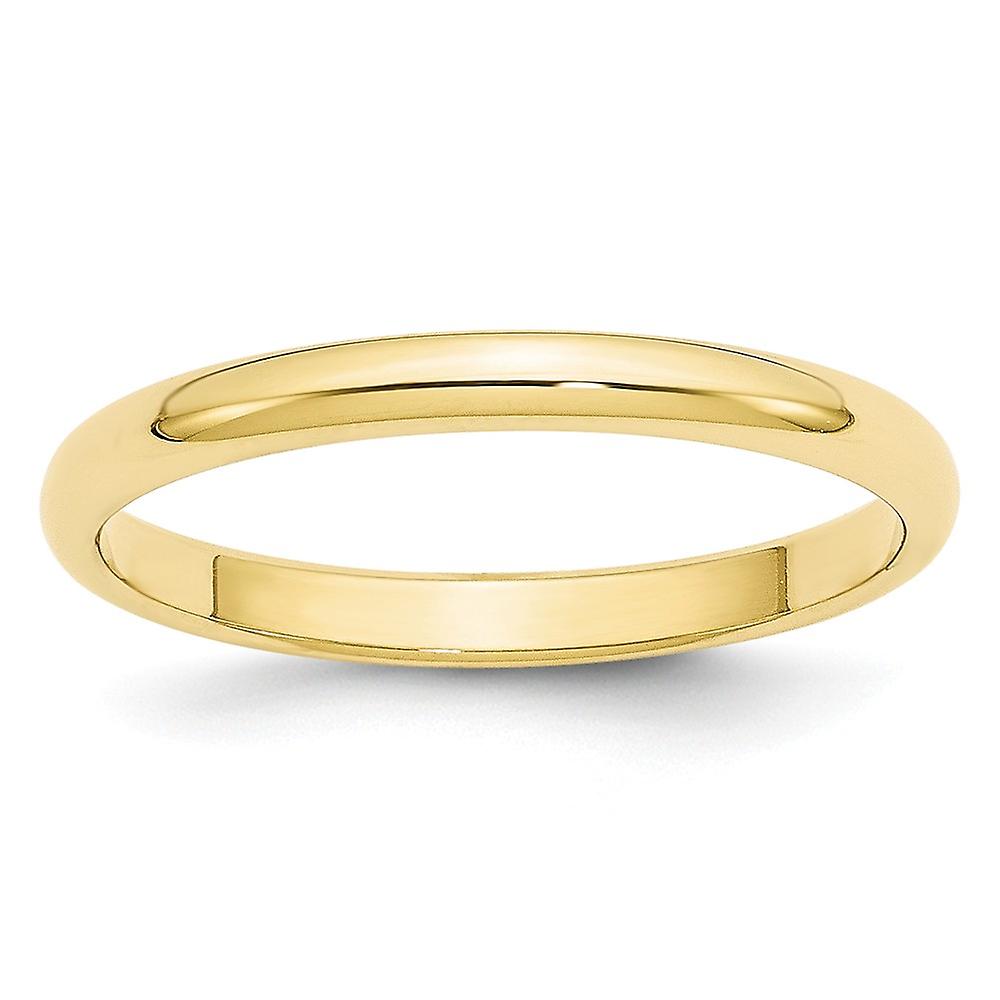 10k Yellow Gold Solid Polished 2.5mm Half Round Band Ring-Band Style-Ring for Women and Men - Ring Size: 4 to 14