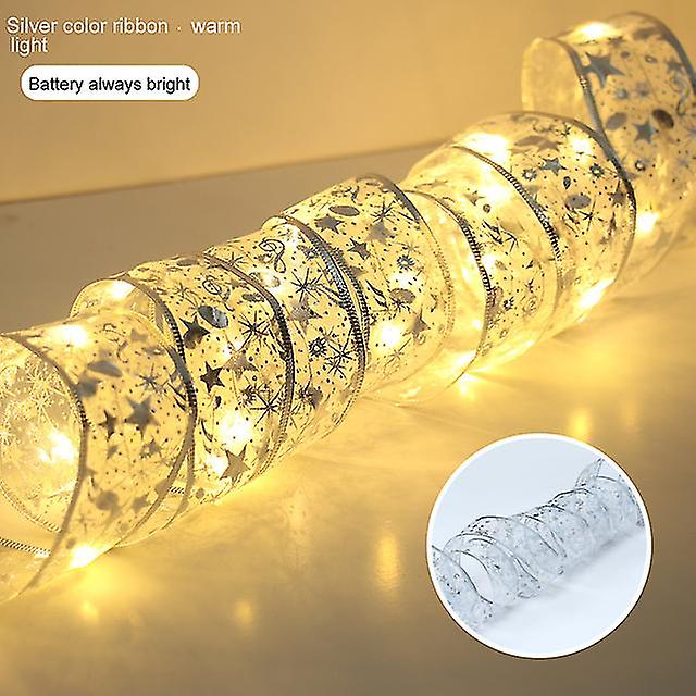 Ribbon Fairy Light Christmas Decoration Christmas Tree Ornaments For Home 2023 Bows String Lights Navidad Natal New Year 2024