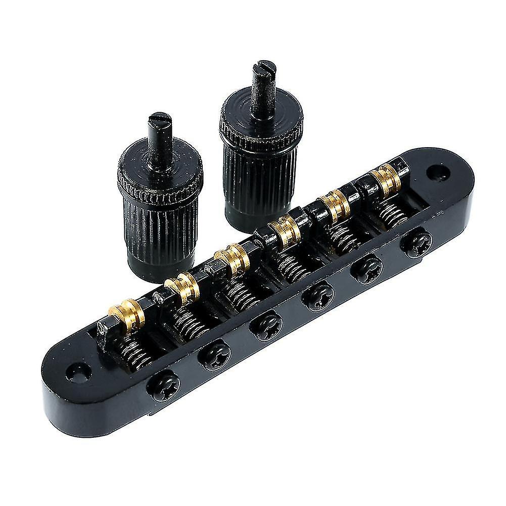 1 Set Of 6 Strings Guitar Tune-o-matic Bridge And Tailpiece With Posts For Electric Guitar,black