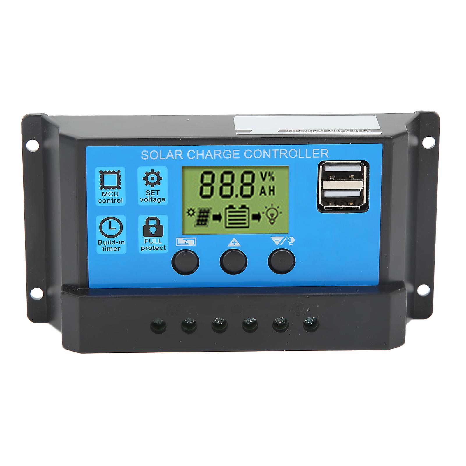 12V 24V Solar Charge Controller USB PWM Photovoltaic Solar Panel Charge Regulator with LCD Display 20A