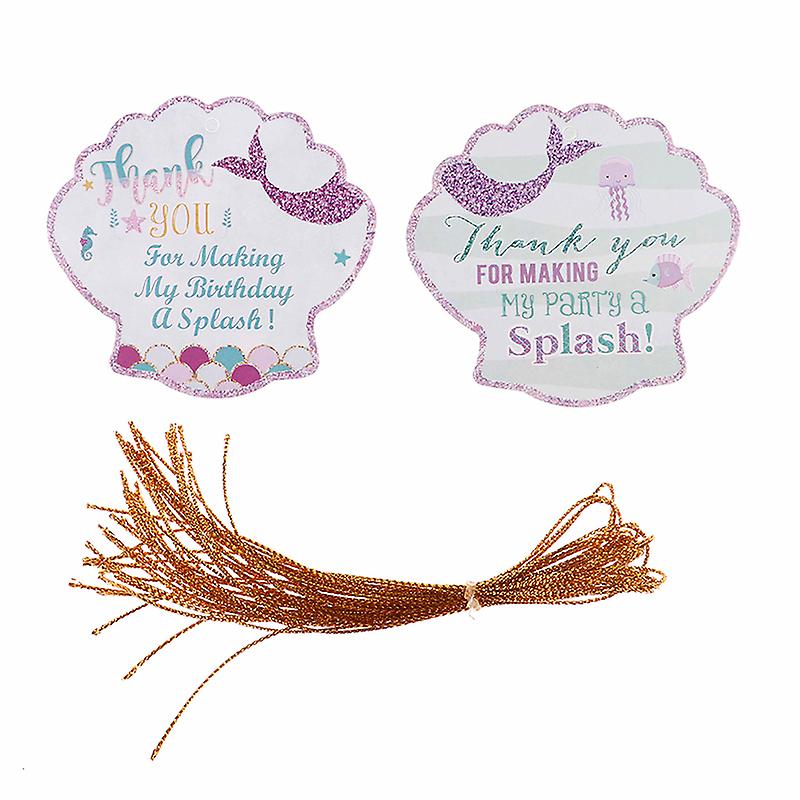 24pcs Thank You Tags Mermaid Shell Tags With String Gift Box Packaging Labels