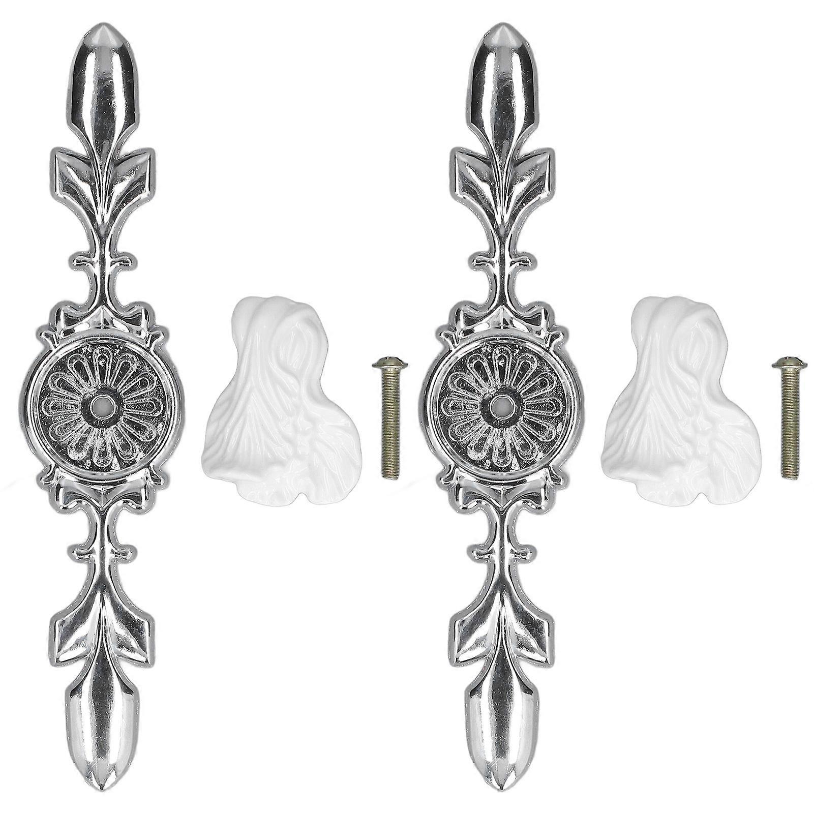 2 Set Drawer Knobs Pull Handles Ceramics Cabinet Cupboard Door Decorative Knobs with Plate for Kitchen Bathroom Office