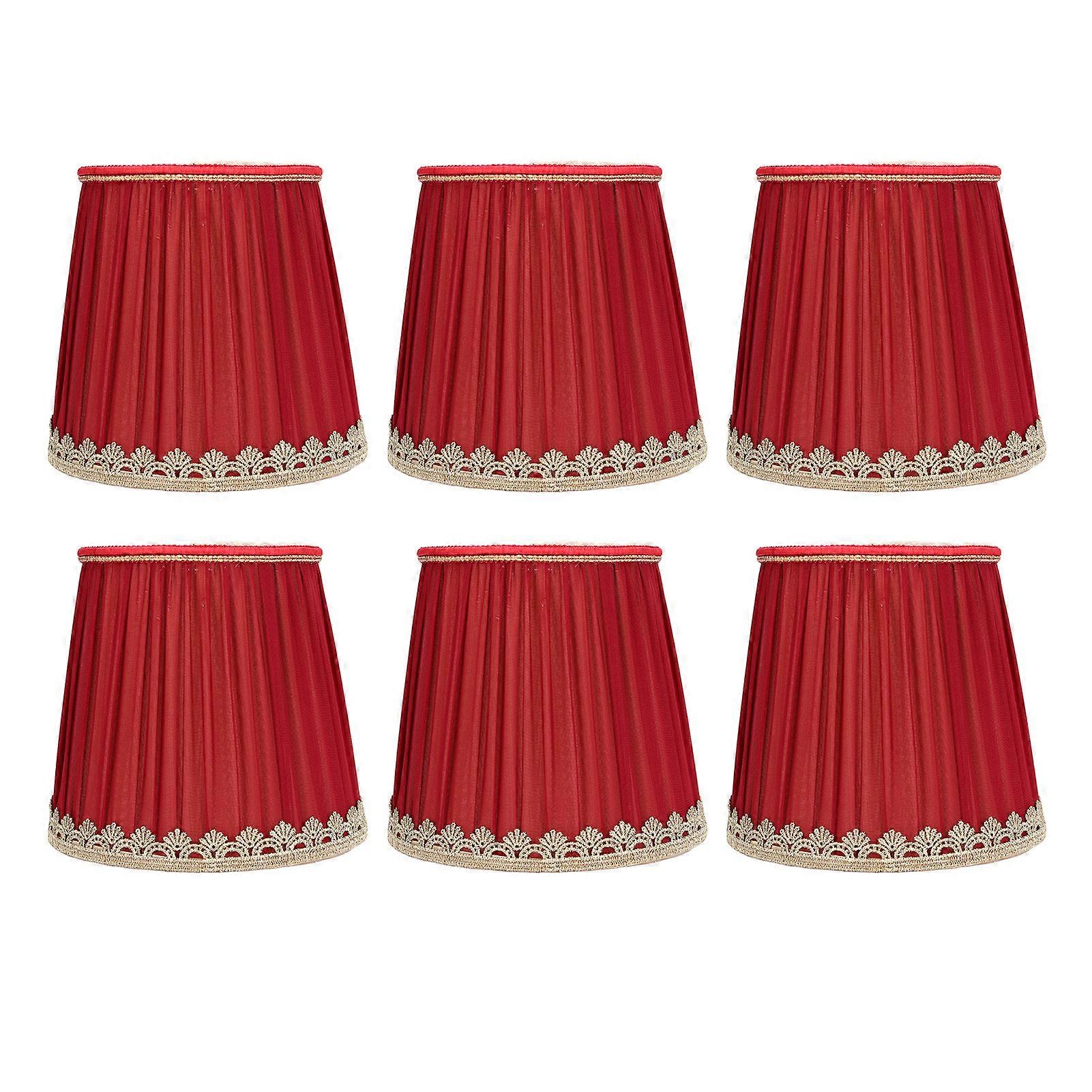 Bedside Fabric Lampshade Small Lamp Shade Fabric Wine Red Golden Edge Lampshade for E14 Table Chandelier Wall Lamp