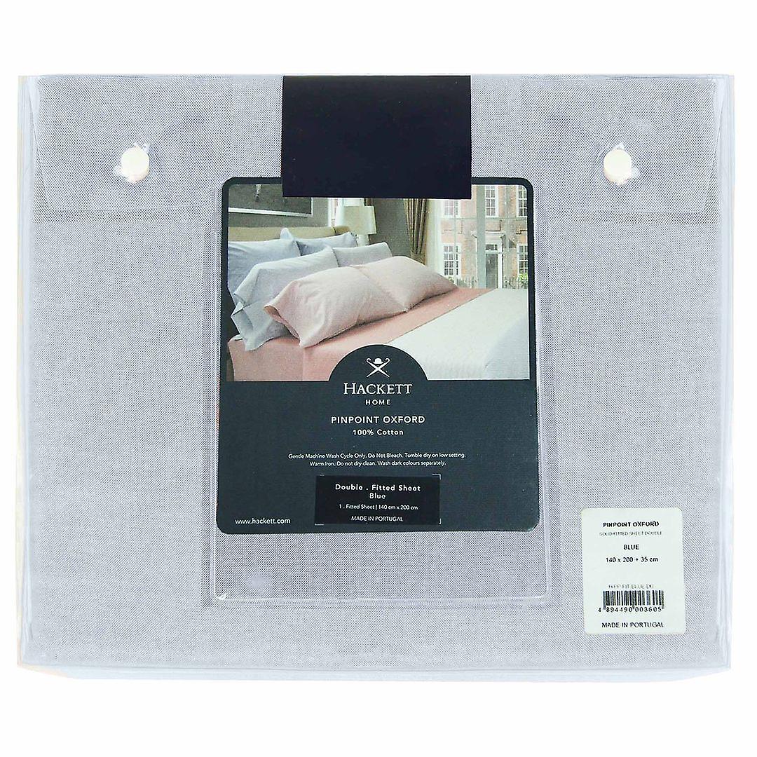 Hackett Home Pinpoint Oxford Blue Solid Fitted Double Sheet H PP FIT BLUE DB