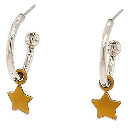Ti2 Titanium Star Charm Hoop Earrings - Tan Brown