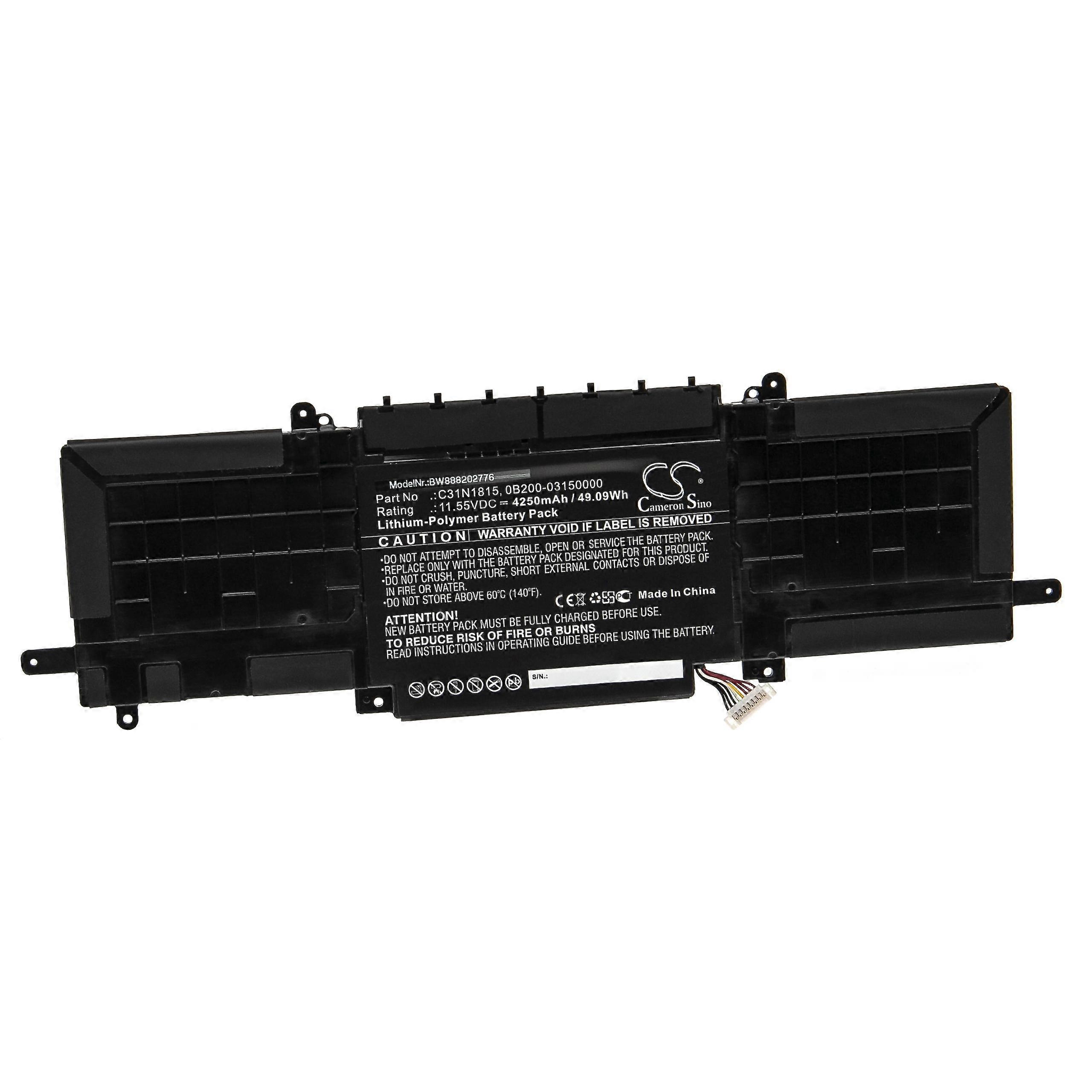 A Asus UX333FA-A3065T, UX333FA-A3064T, UX333FA-A3068T, UX333FA-A3043T, UX333FA-A3070T notebookokkal kompatibilis vhbw akkumulátor (4250 mAh, 11,55 V, Li-Polymer)