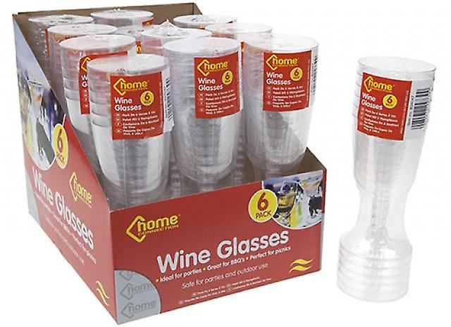PMS Clear Plastic Wine Glasses Pack of 6