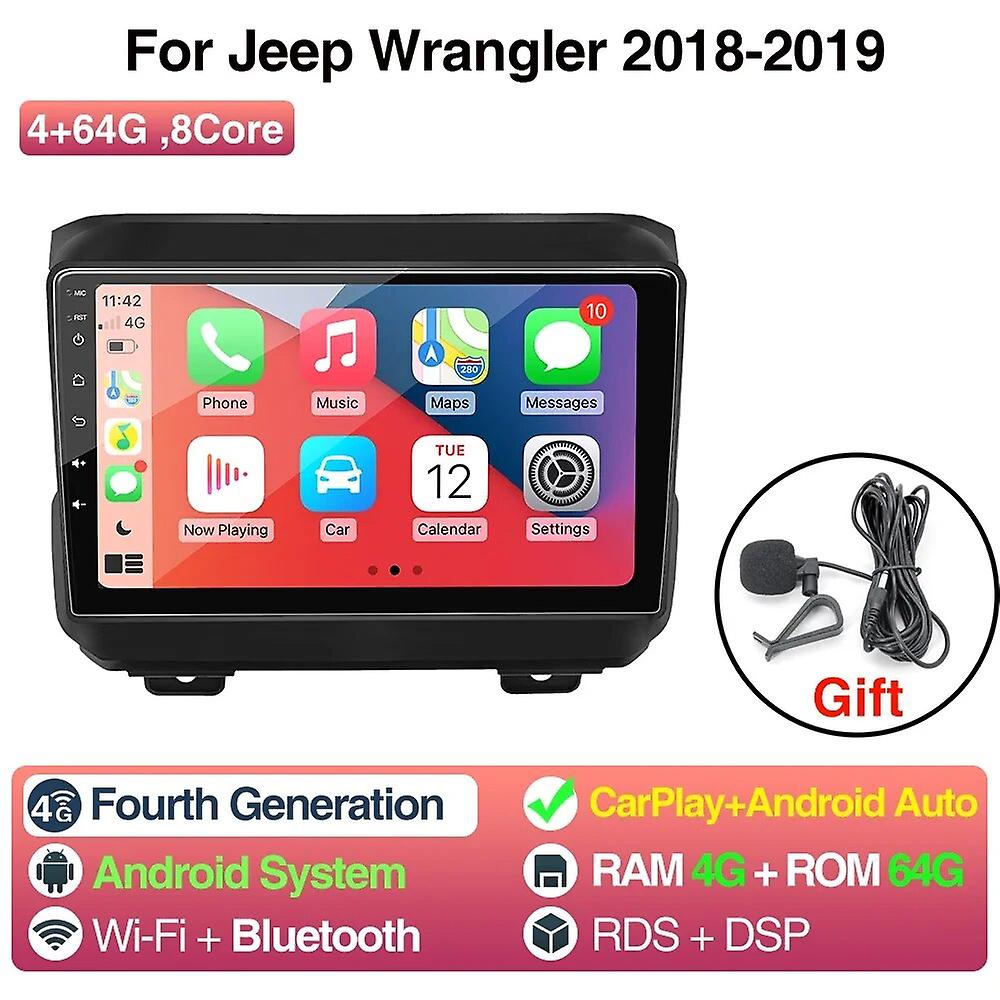 9inch Android 12 Car Radio Stereo For Jeep Wrangler 4 Jl 2018 2019 Multimedia Gps Carplay Android Auto Head Unit Dsp Wifi 4g