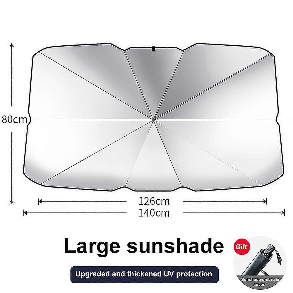 Car Sunshade Windshield Sun Shade, Titanium Silver Cloth Foldable Windshield Sun Shade Umbrella