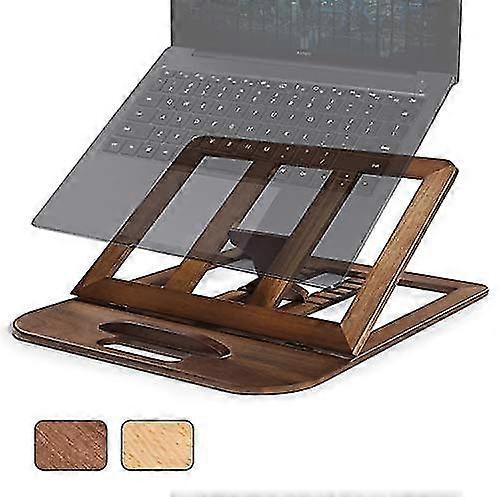 Jianghuo Laptop Computer Stands Wooden Riser Adjustable Stand For Desk Portable Notebook Laptop Holder With Multiple Angles For 15.6 Inches