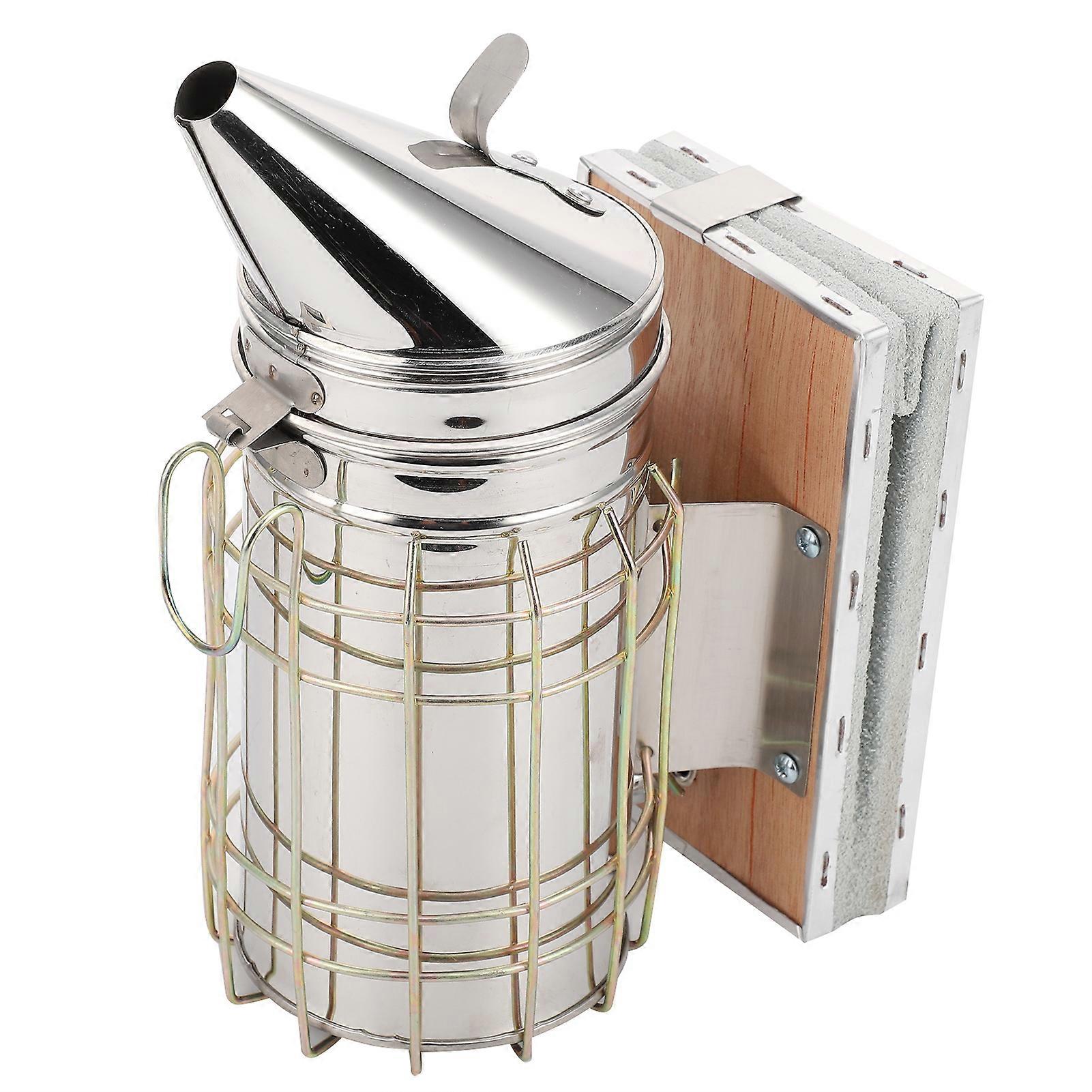 نحلة مدخن الفولاذ المقاوم للصدأ معدات أدوات تربية النحل خلية النحل دخان البخاخ مع الدرع