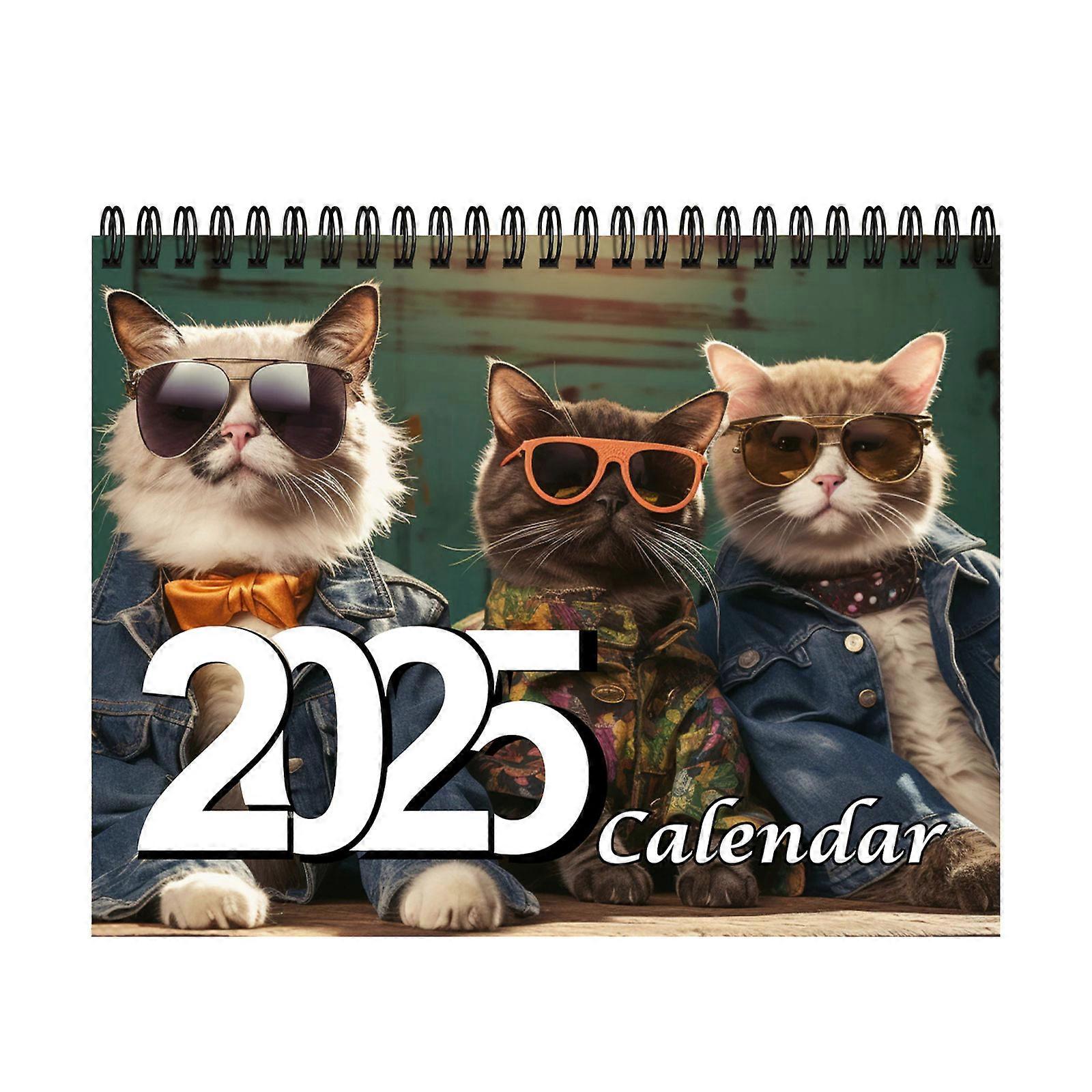 Ημερολόγιο κομψών γατών 2025, ημερολόγιο 12 μηνών, ημερολόγιο χαριτωμένης γάτας, ημερολόγιο 2025