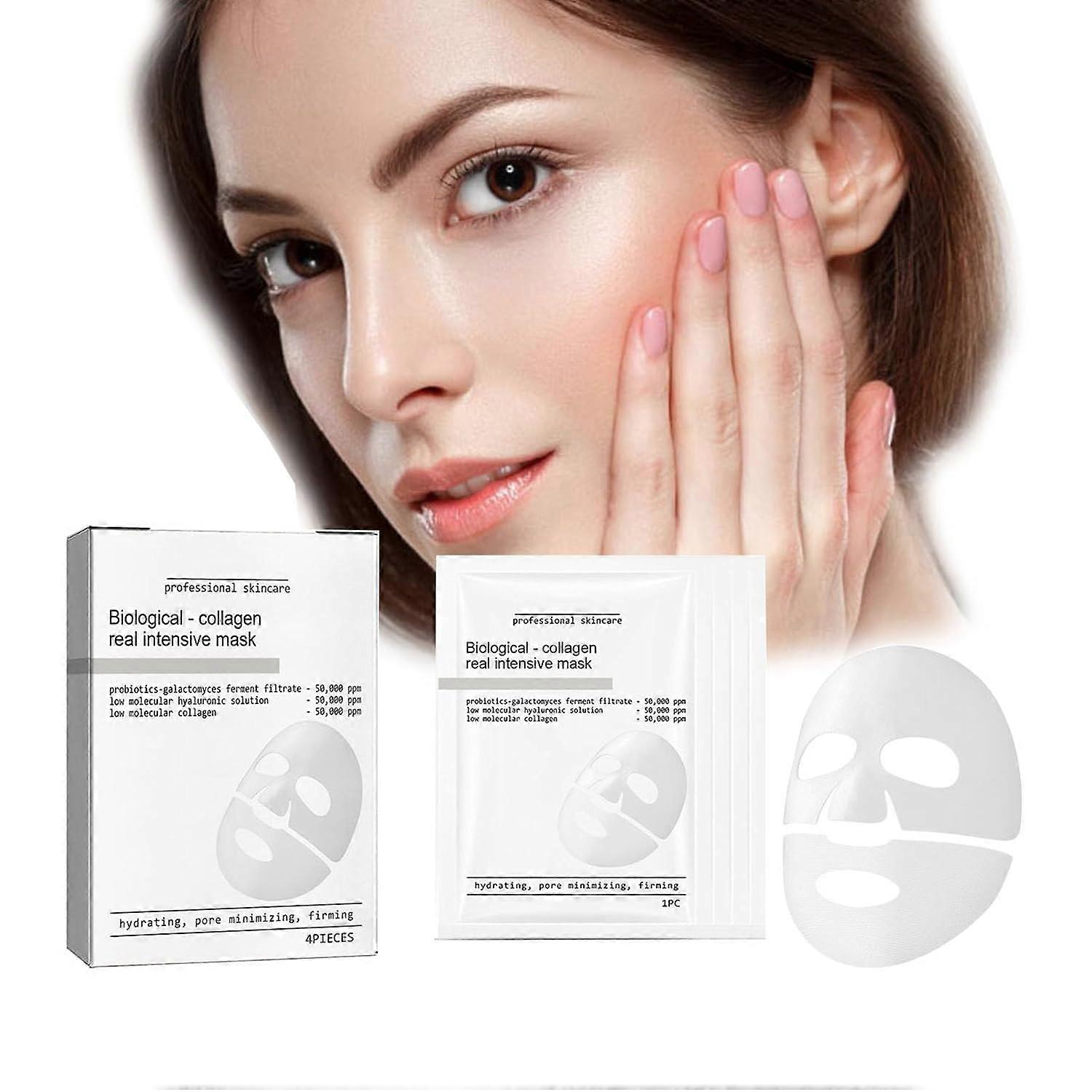 Bio Collagen Face Mask 4 Sheets, Face Mask Skincare, Bio-Collagen Deep Mask Overnight, Deep Collagen Anti Wrinkle Lifting Hydrating Glow Facial mask