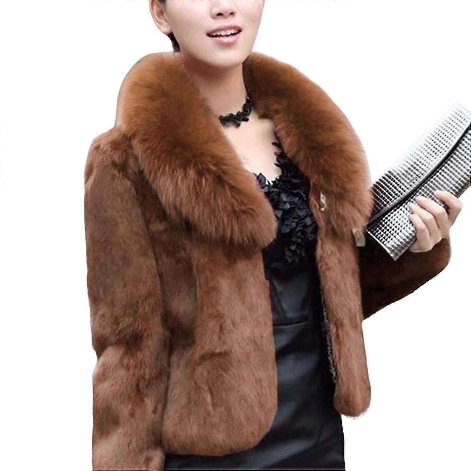 Women's Winter Faux Fur Coat Thick Warm Faux Fur Outwear With Pockets For Office Cocktail Party Trav