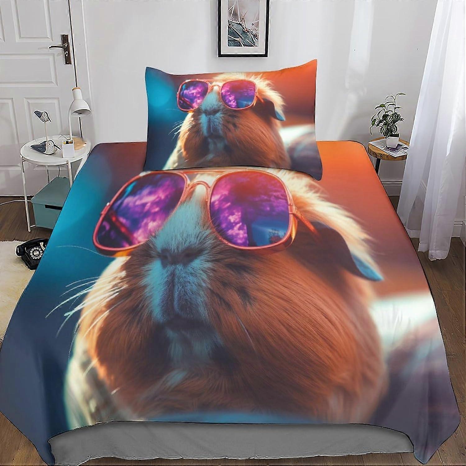 غطاء لحاف مطبوع بالحياة البرية D ، غطاء لحاف من الألياف الدقيقة ، طقم مفروشات من الألياف الدقيقة من القطط للبالغين بسحاب قطعة مفردة 135 * 200 سم