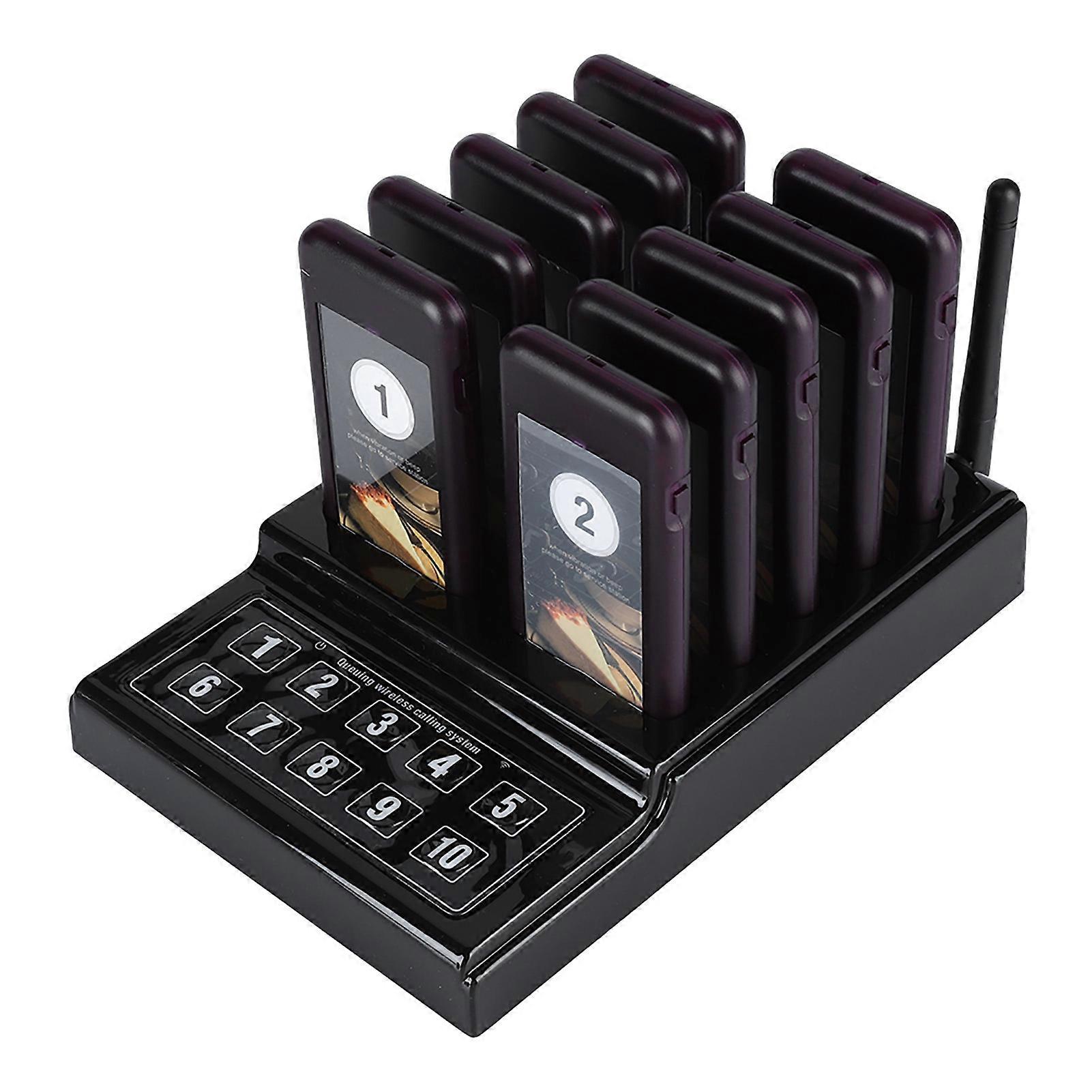 Wireless Pager System Restaurant Queuing Calling System 10 Pager 100-240V EU