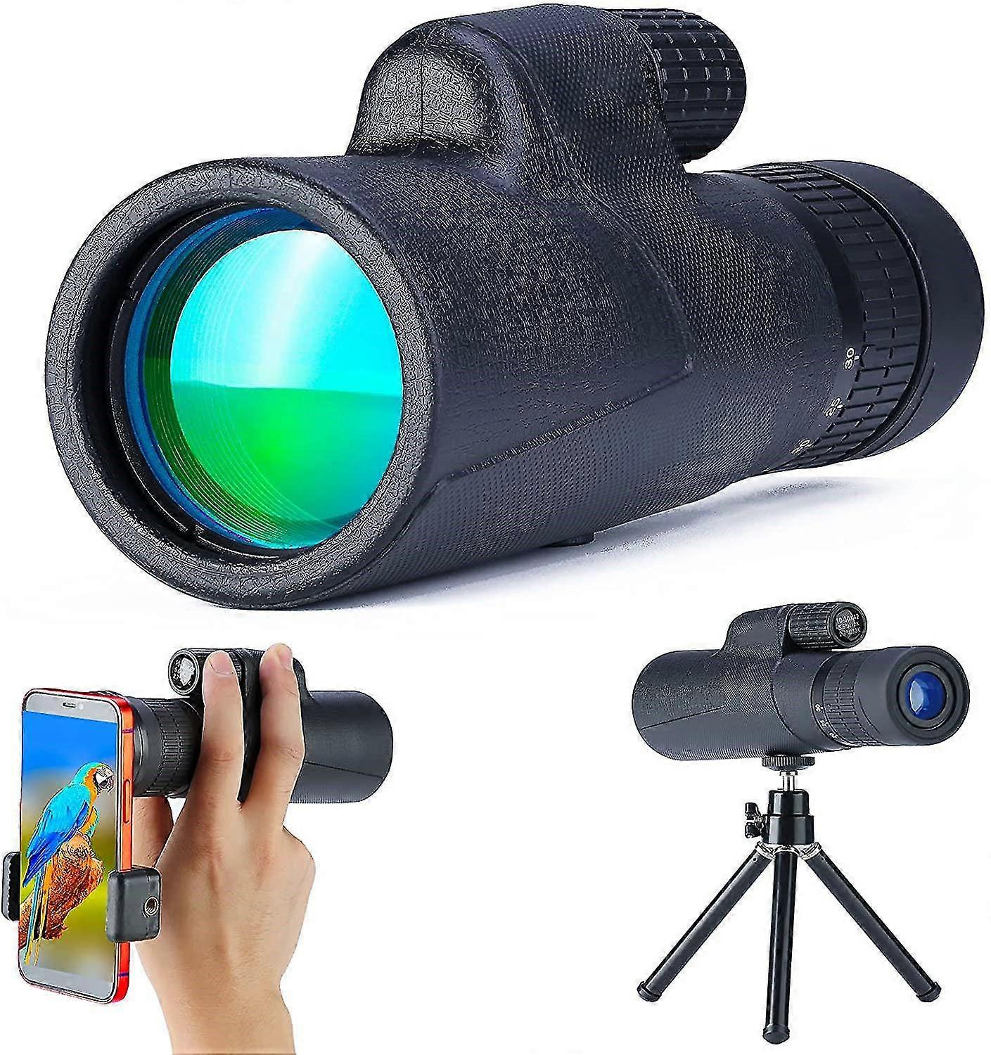 10-30 x 42 Monokular Teleskop, wasserdichtes HD Monokular Zielfernrohr mit Smartphone Halter Stativ-schwarz