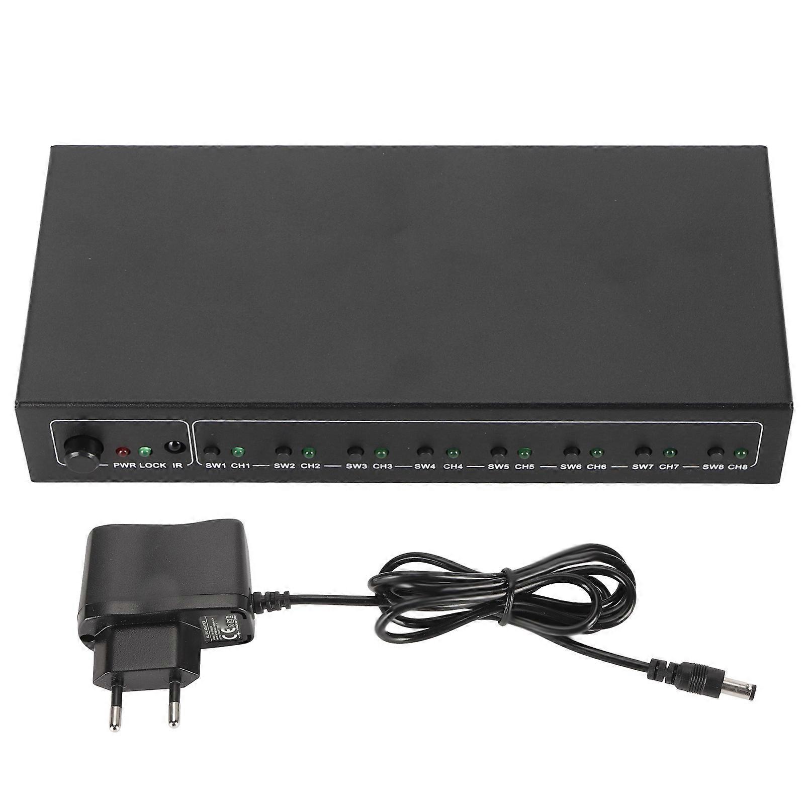 SPDIF 1x8 Splitter 1 in 8 Out Support LPCM2.0 DTS AC3 SPDIF Digital Sound Splitter 100?240V EU Plug