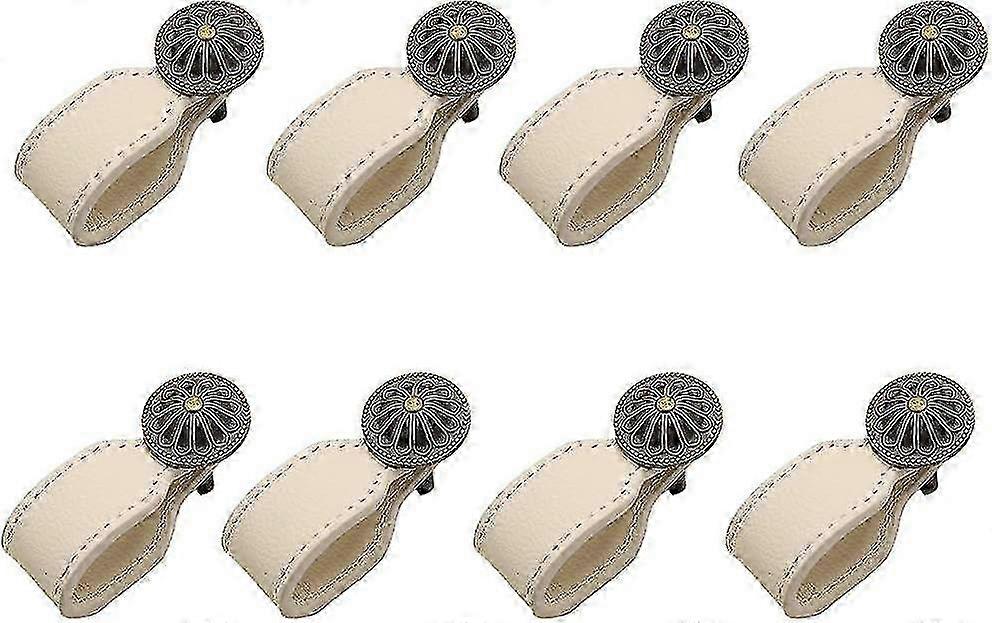 Leather Knobs Dresser Drawer Knobs Kitchen Cabinet Bathroom Cabinet Pulls 8pcs/set (78mm, White)