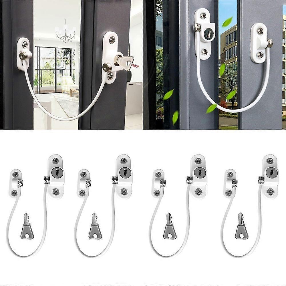 4 Pcs Window Restrictor Locks Window Restrictors Baby Security Window Locks Window Locks Door Locks-color: White