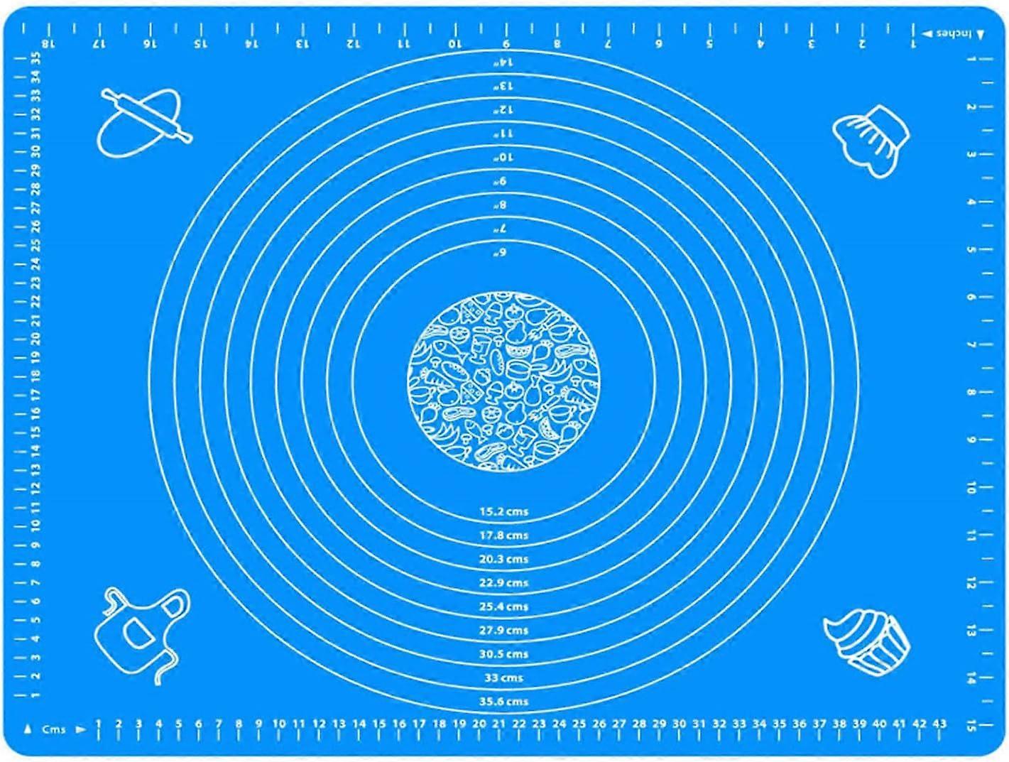 19.7''x15.8'' Non-Stick and No-Slip Silicone Baking Pastry Mat 50x40cm Fondant Mat Dough Rolling Mat with Measurement BPA Free (Blue)