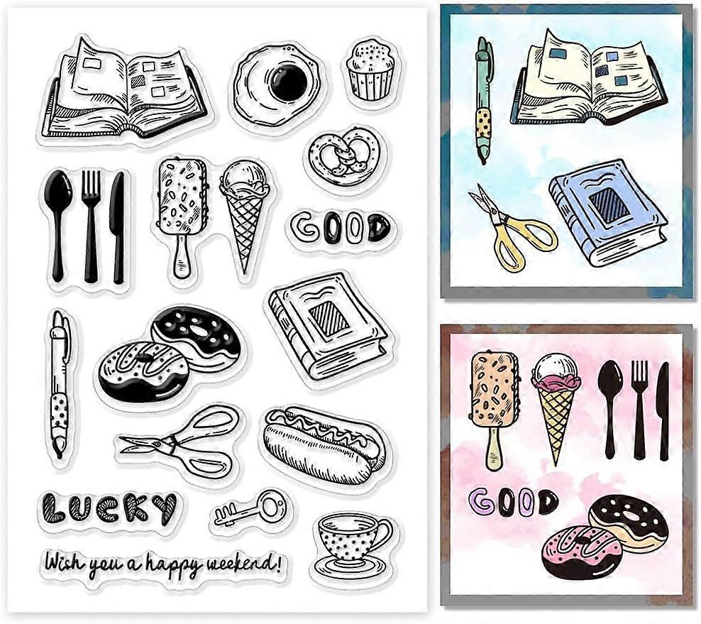 1Sheet Daily Life Pattern Silicone Clear Stamp