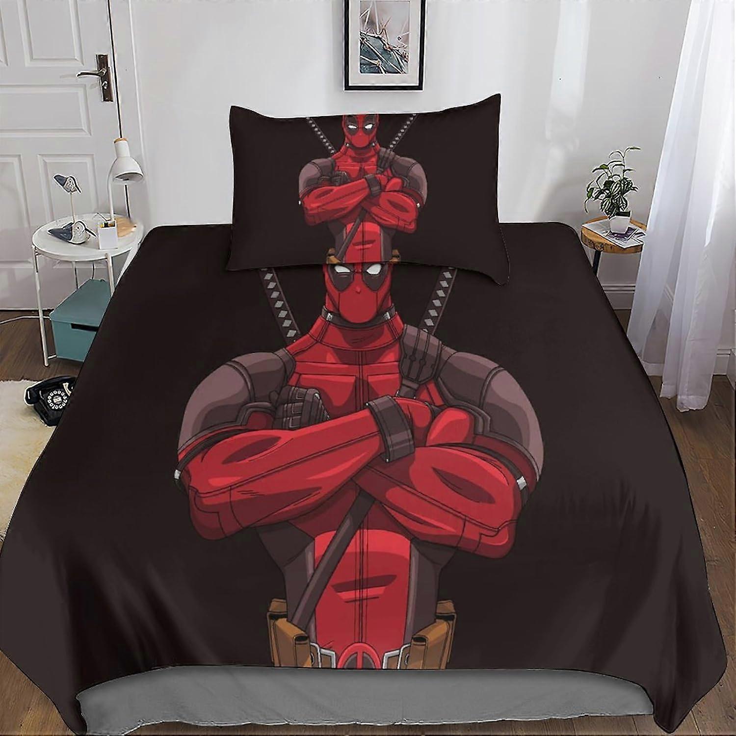 Deadpool Duvet Cover Set, with Pillowcases Microfiber Bedding Set with Zipper Closure 2 Pieces for Teens and Adults Single