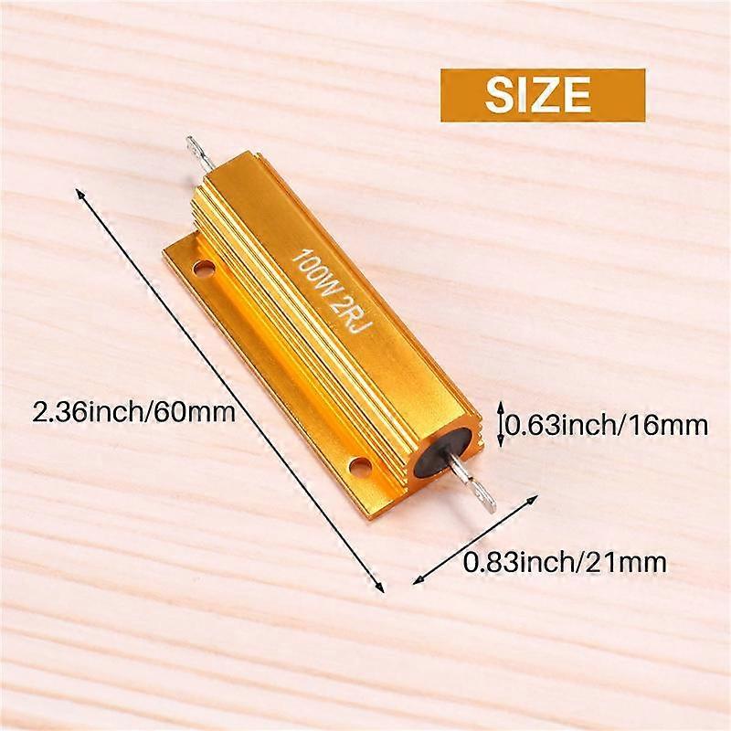 Gold Aluminum Clad Power Resistor Resistance 100W, 2 Ohm 2R