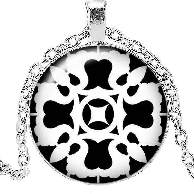 חדש גיאומטריה קדושה קסם שחור שרשראות פרחים תכשיטים תליון קריסטל קמור שרשרת זכוכית עגולה ילדים מתנה