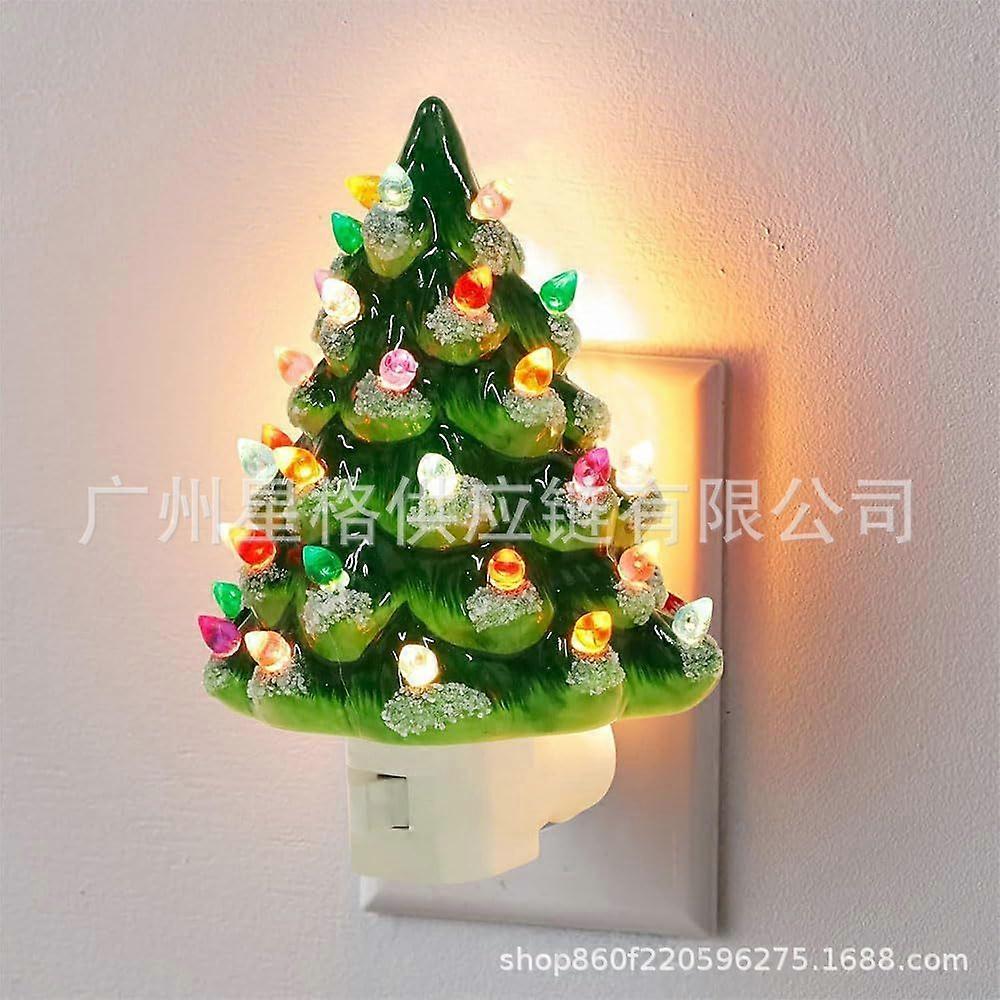 コレクションなどセラミッククリスマスツリーの夜灯、ノスタルジック、装飾的なバスルームの装飾、緑