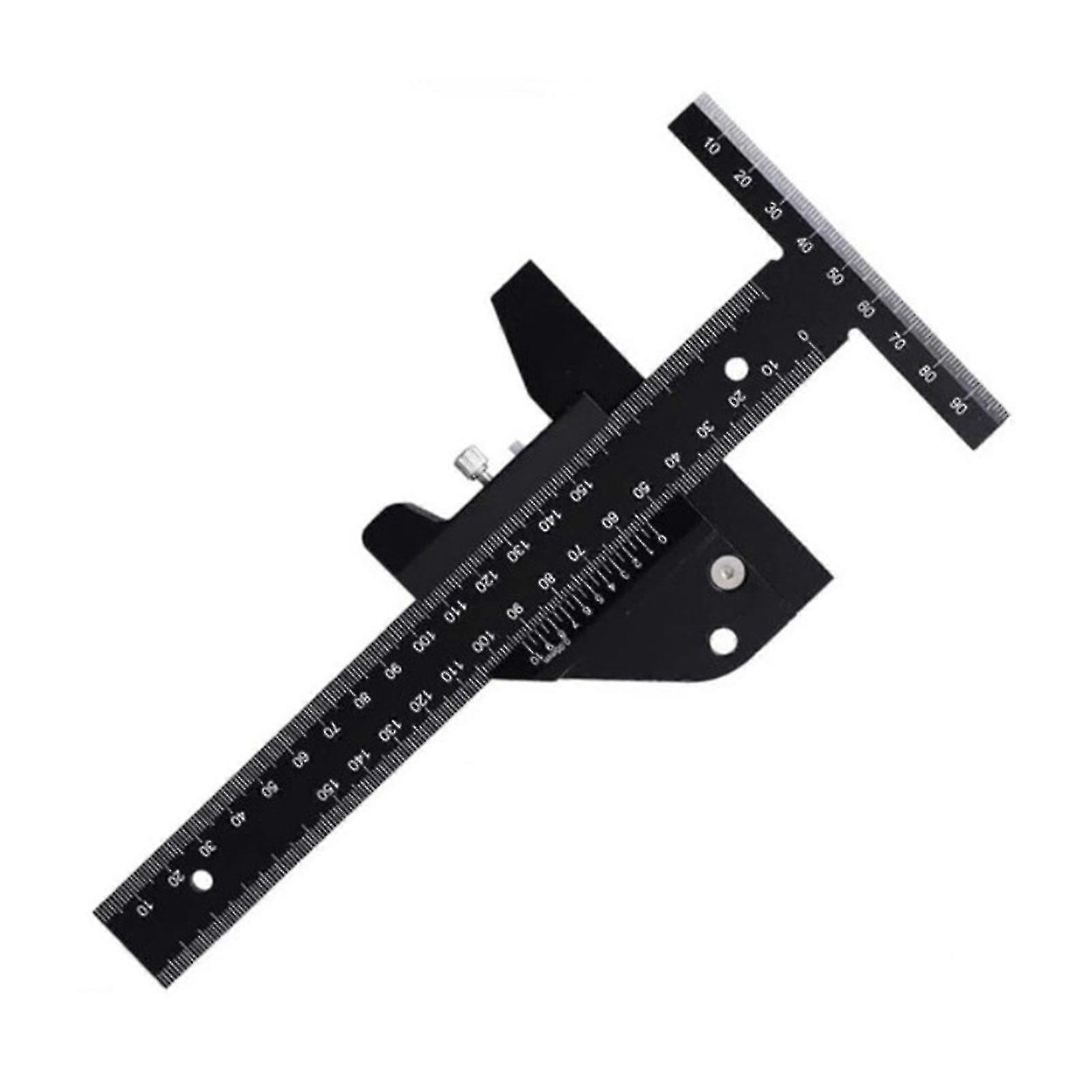 Gauging Tools Multifunctional Woodworking T Shape Ruler Carpenter Measuring Marking Tool 232x100mm Aluminum Alloy Black