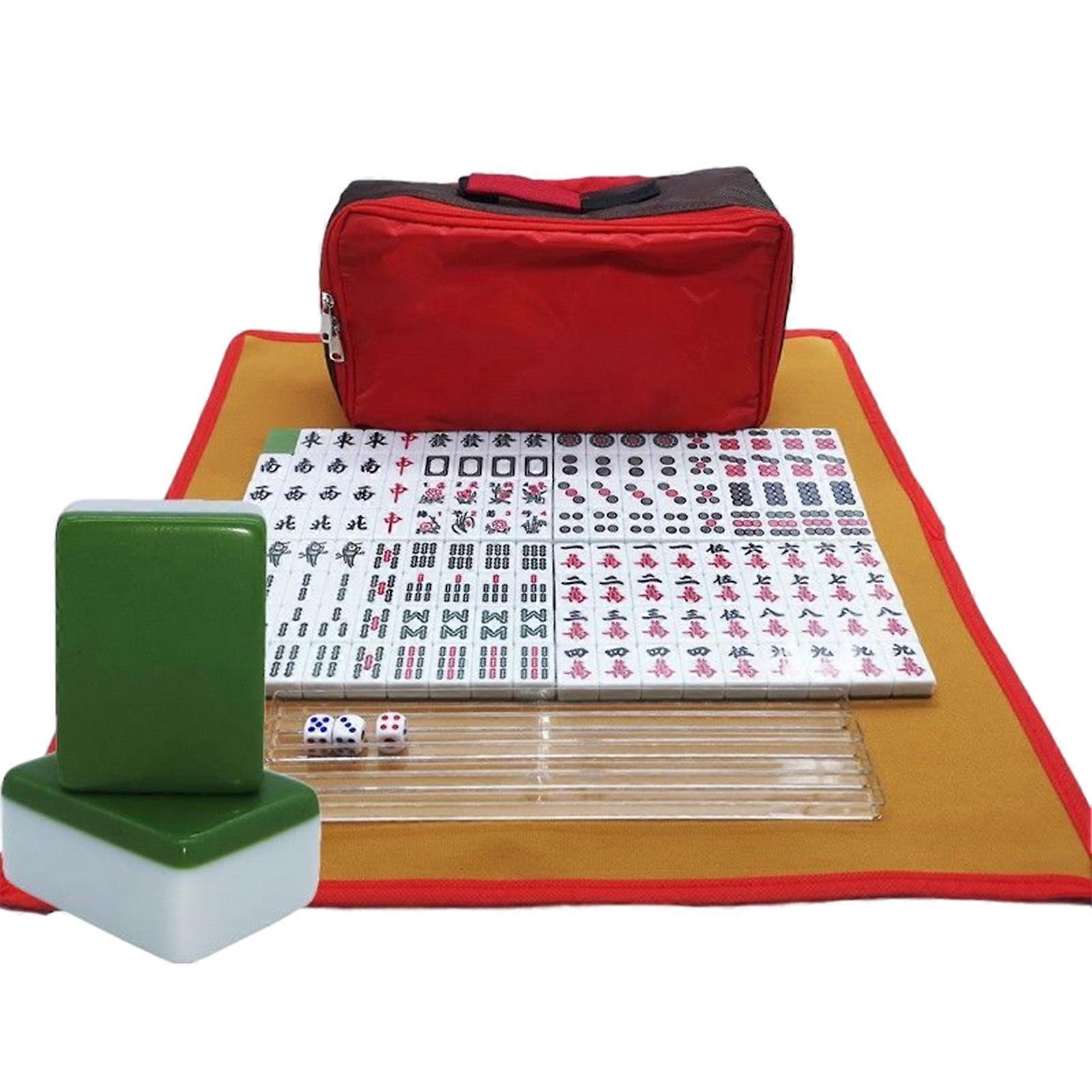 Chinese Mahjong Mah Jongg Set with Portable Travel Handbag & Table for Traveling Outdoor Camping
