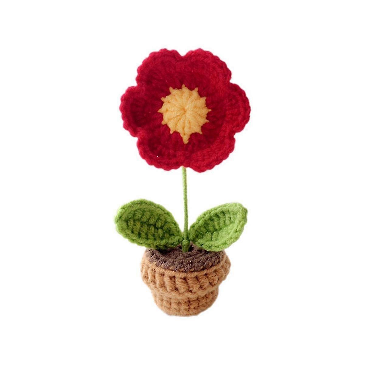 B El Örgüsü Çiçekler Saksı Tığ İşi Yapay Bitkiler Bitmiş Dokuma Hediye