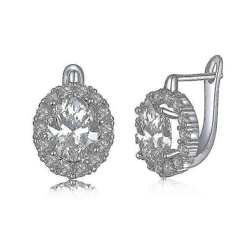 Ear Clips Copper Metal Inlaid Aaa Zircon Ear Studs For Wedding