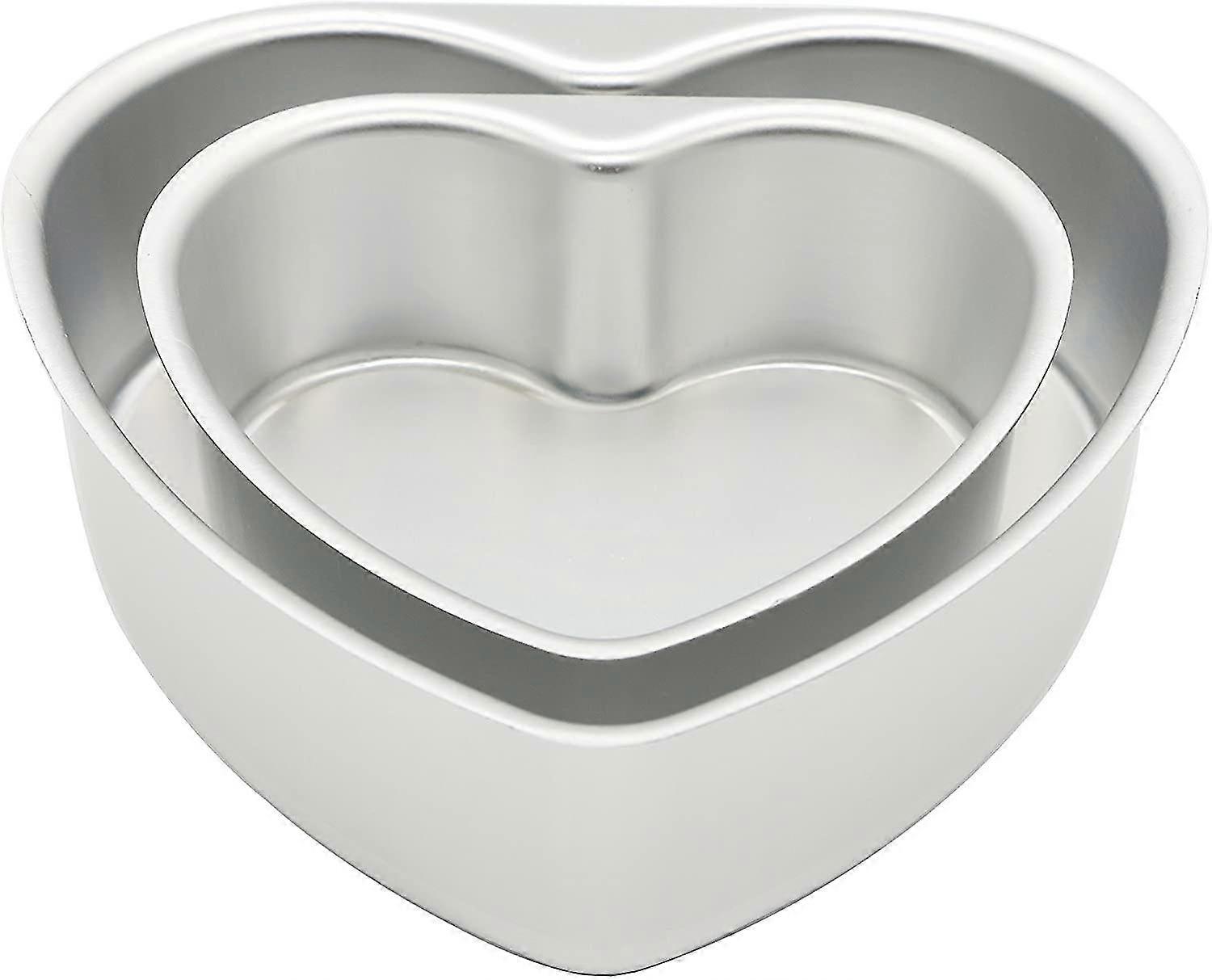 2 Pcs Cake Pan Set 6 Inch & 8 Inch Silver