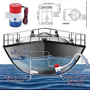 Carbole 1100GPH Submersible Bilge Pump With Float Switch – 12V, Automatic, Ignition Protected – For Boats, Yachts, RVs