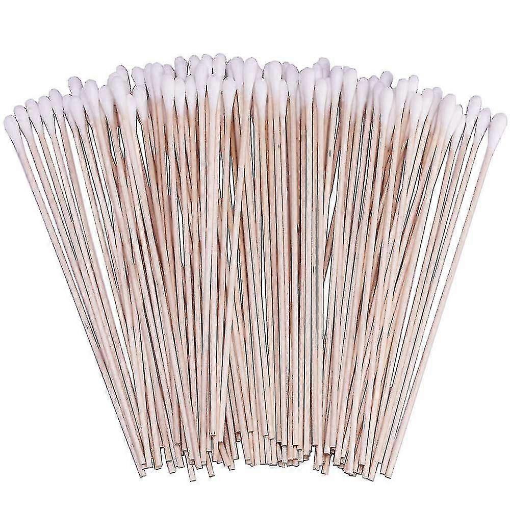 400 Conte 6 polegadas de algodão longos Swabs com alças de madeira aplicador de algodão com ponta para limpeza