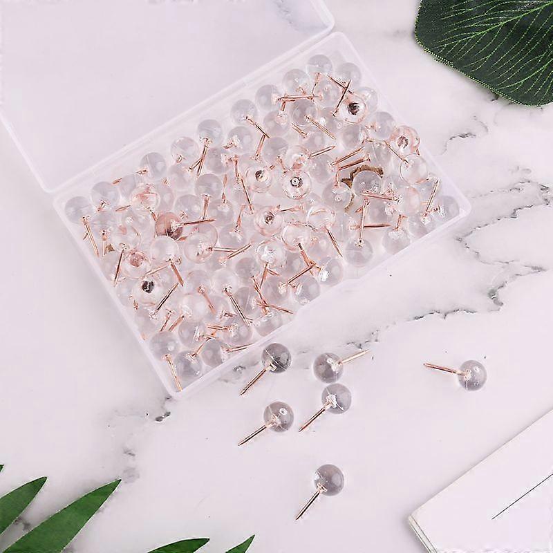 Transparent Push Pins 100pcs Round Head Steel Push Pins With Clear Plastic Round Head Push Pins