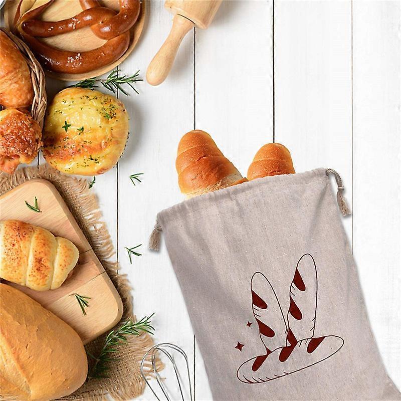 4 Packs Linen Bread Bags Ideal for Homemade Bread, Unbleached, Reusable Bread Storage Bakery 12.5 X 16 In