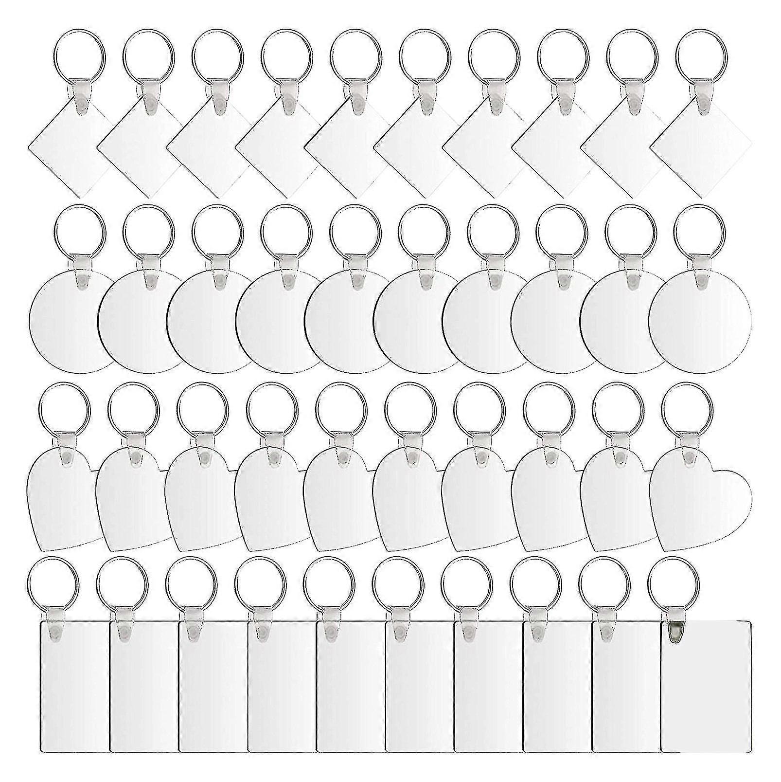 40 Pcs Diy Sublimation Keychains,heat Transfer Keychain With Key Ring