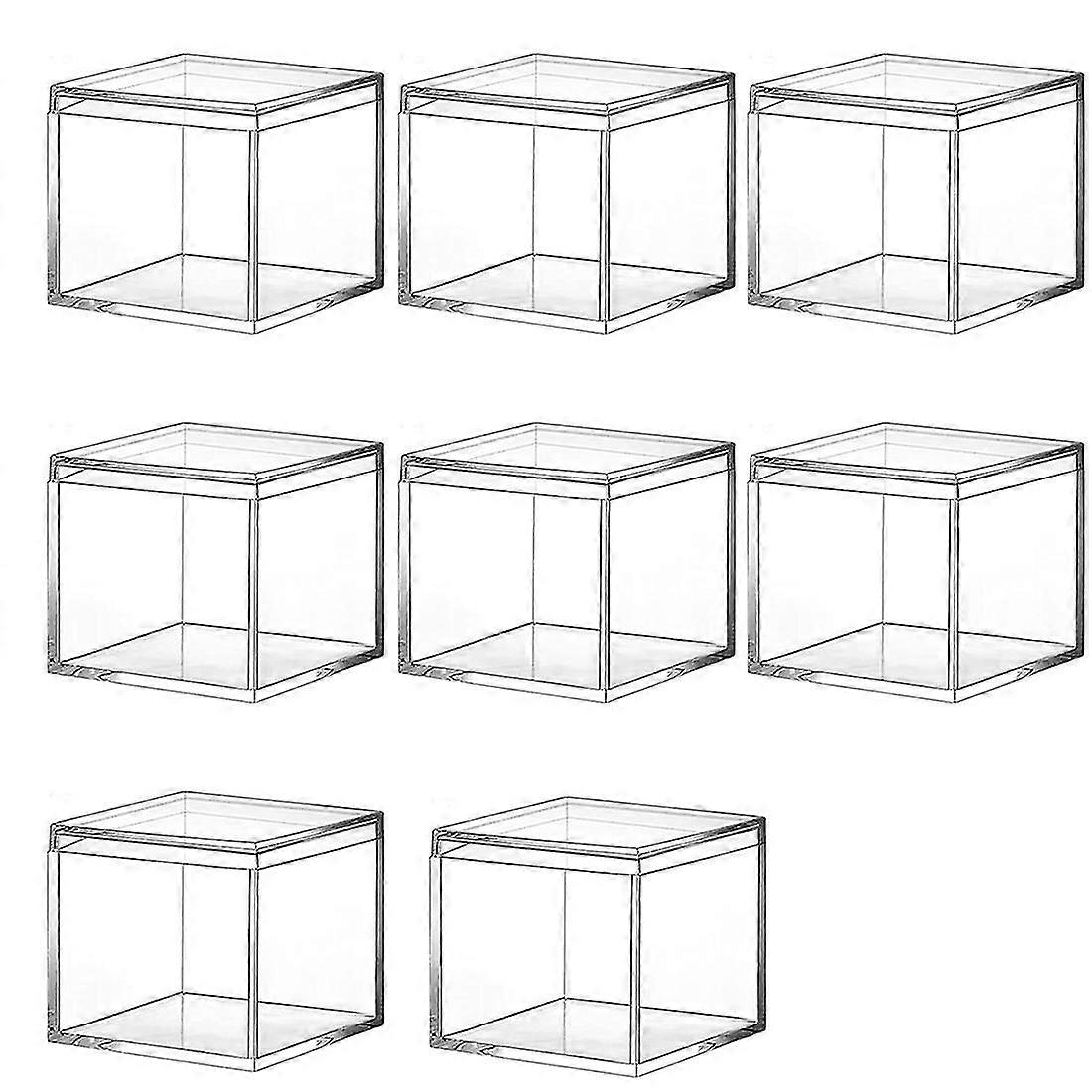 8 個の透明アクリルプラスチックスクエアスクエアジュエリーボックスミニ収納ボックス ふた付きミニ Sq