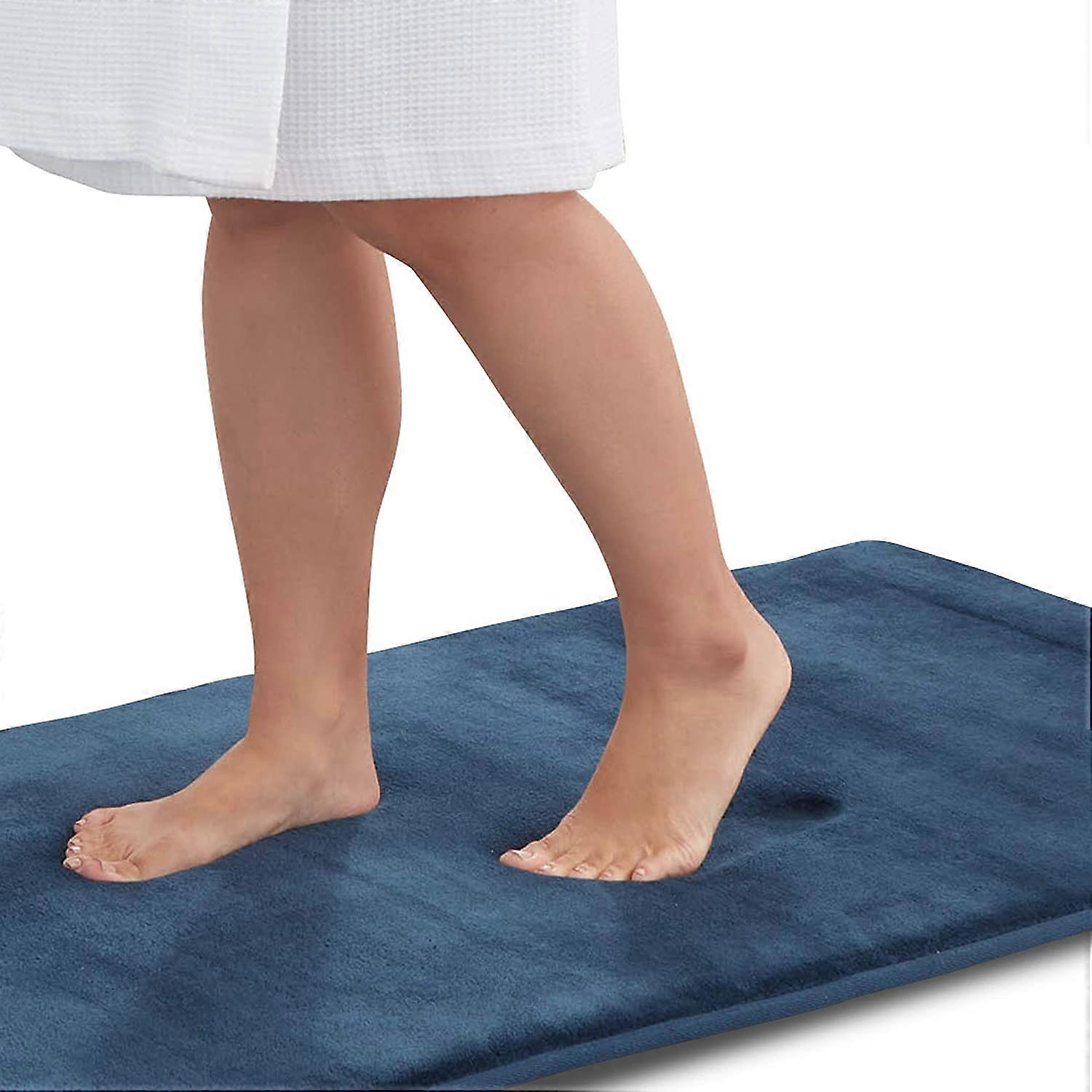 Memory Skum Bath Mat Fløyel (20 "x 32", Navy Blue)