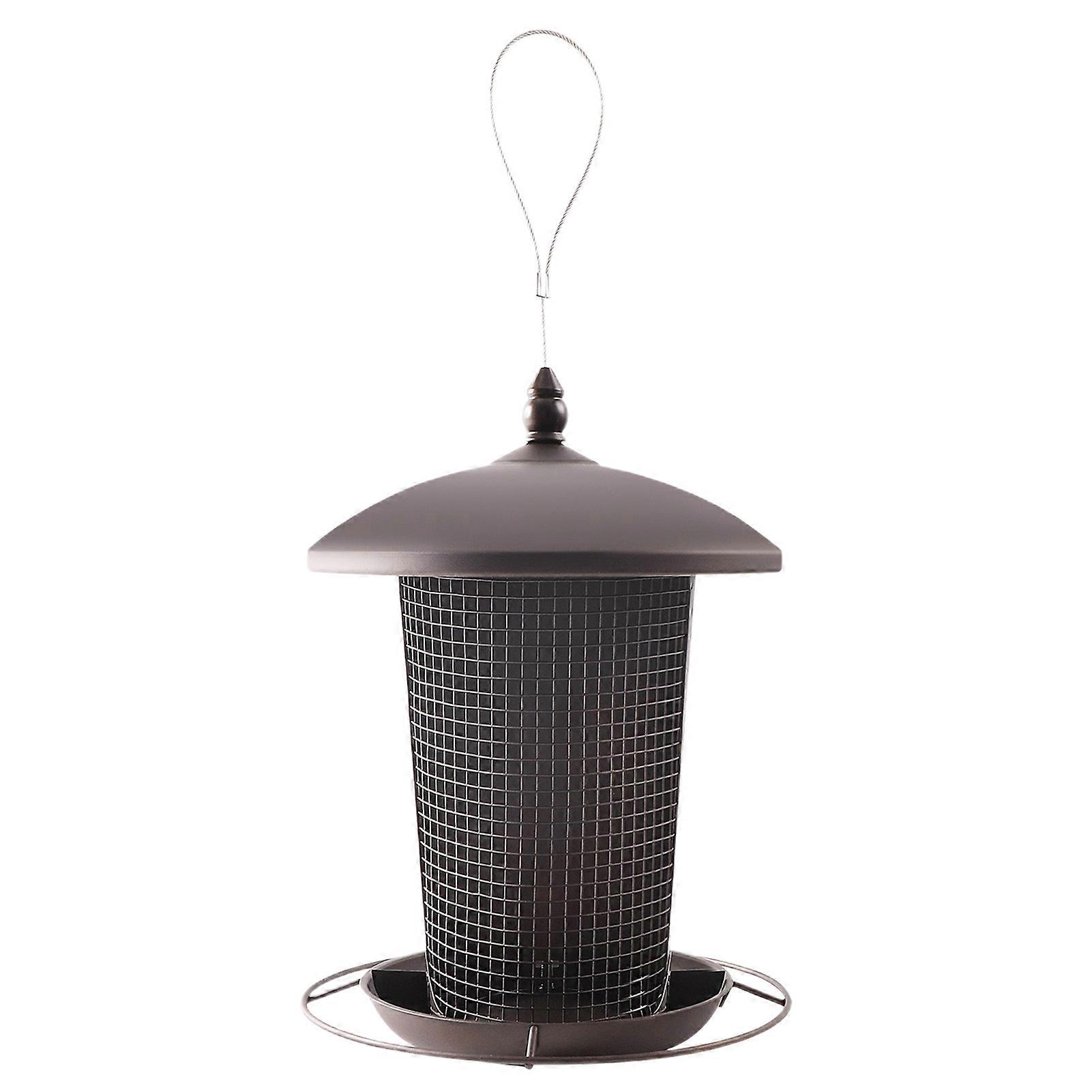 Metal Bird Feeder 2-in-1 Weather Resistant Rust-proof Easy to Assemble with Secure Seeds Storage Hanging Bird Feeder